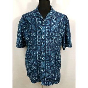 Aeropostale Mens Large Casual Hawaiian Camp Short Sleeve Shirt Blue Polyester